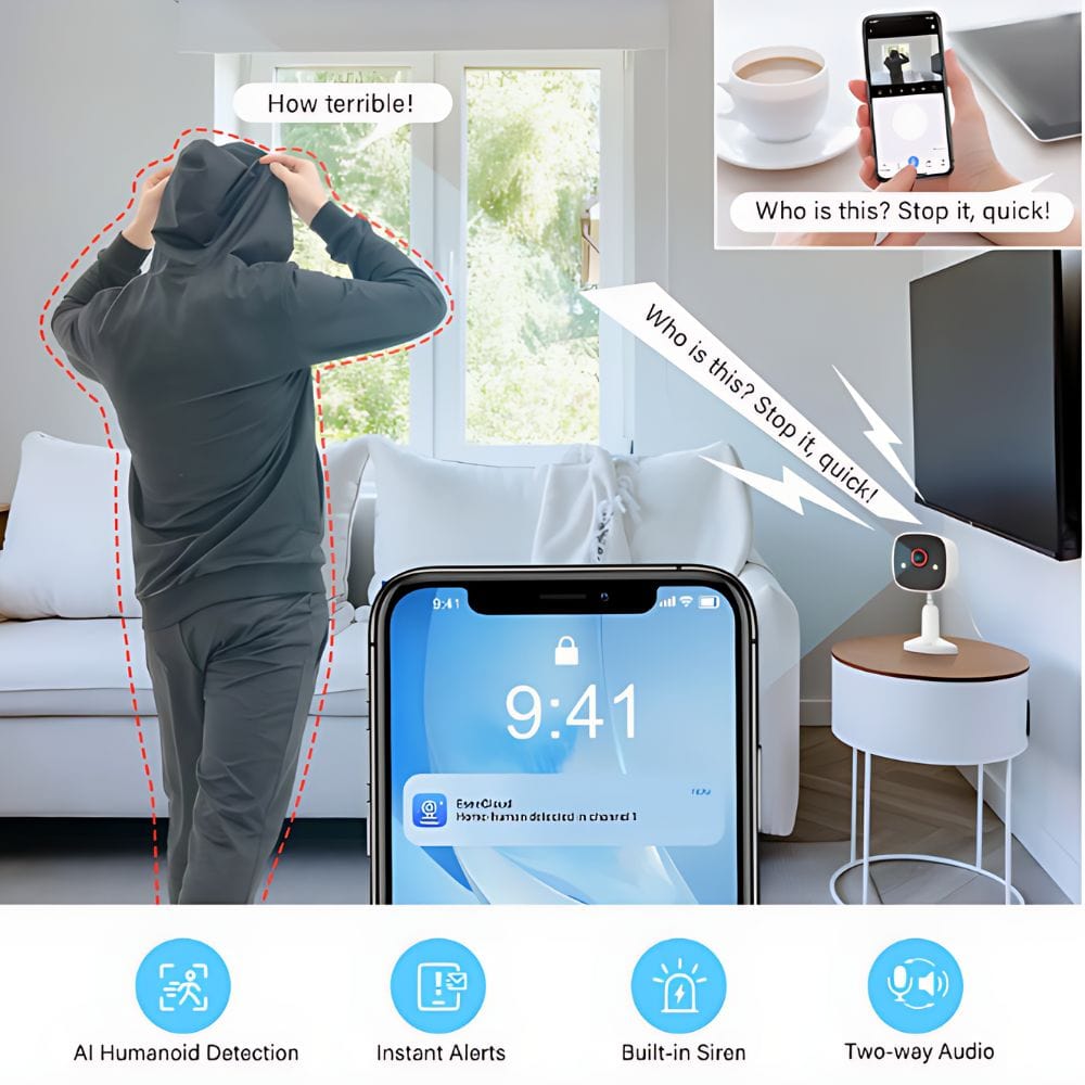 Home Security Surveillance Camera with Two Way Microphone - Merchandise Plug