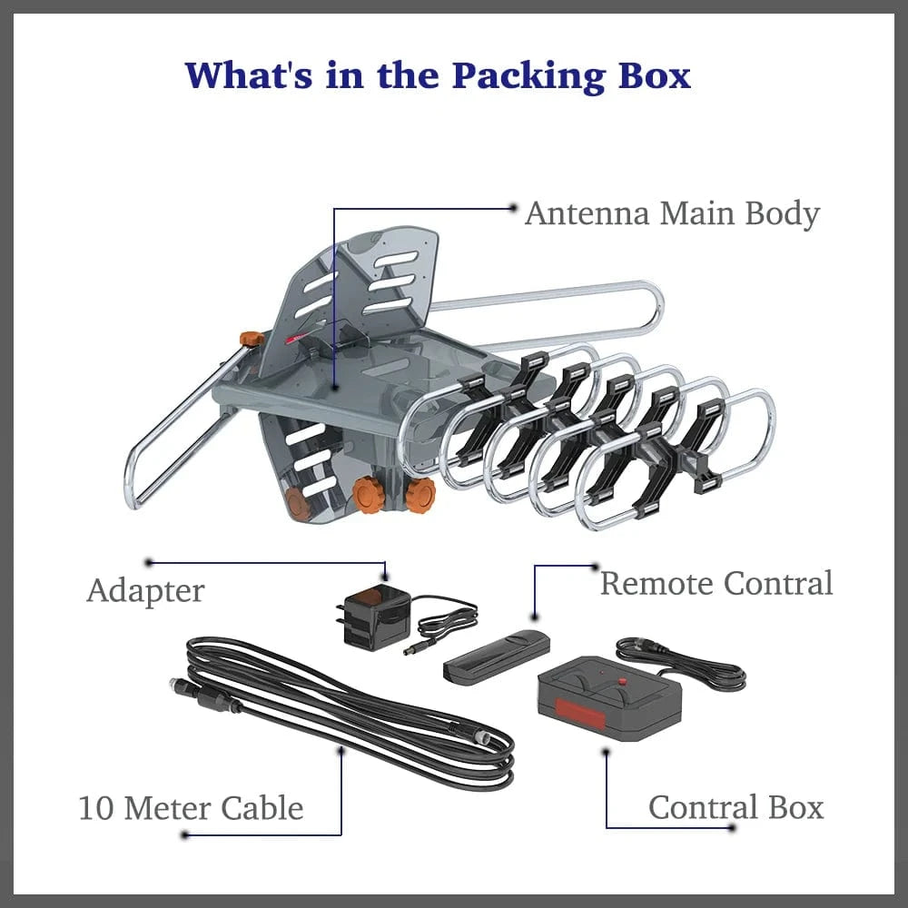 990 Mile Long Distance Amplified Outdoor Digital TV Antenna - Merchandise Plug