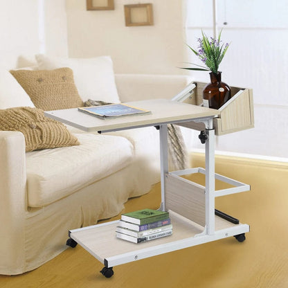 Wheeled Height Adjustable Over Bedside Sofa Coffee Work Table - Merchandise Plug