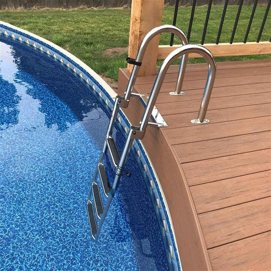 Stainless Steel Retractable Above Ground / Inground Pool Steps Ladder - Merchandise Plug
