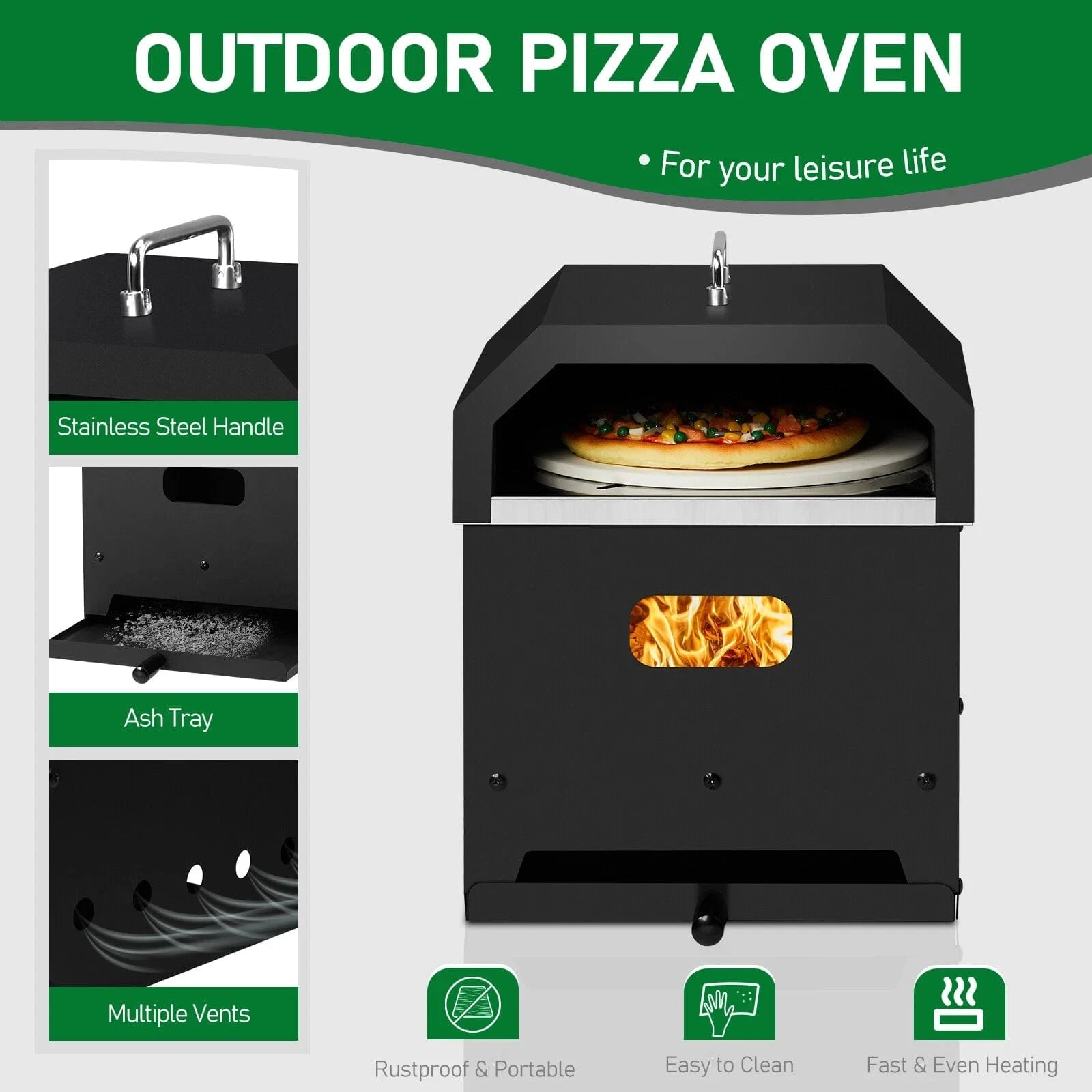 Portable Outdoor Wood Fired Pizza Oven for Backyard Cooking - Merchandise Plug