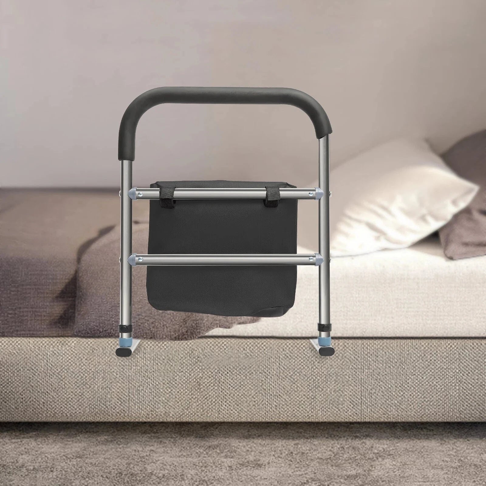 Heavy Duty Metal Bed Guard Rail for Elderly Adults with Pouch - Merchandise Plug
