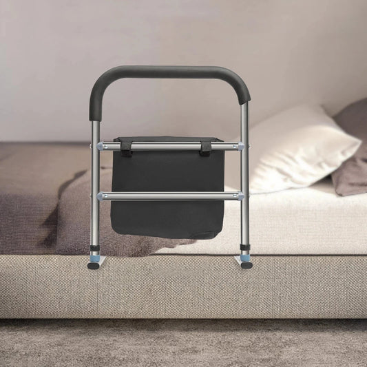 Heavy Duty Metal Bed Guard Rail for Elderly Adults with Pouch - Merchandise Plug