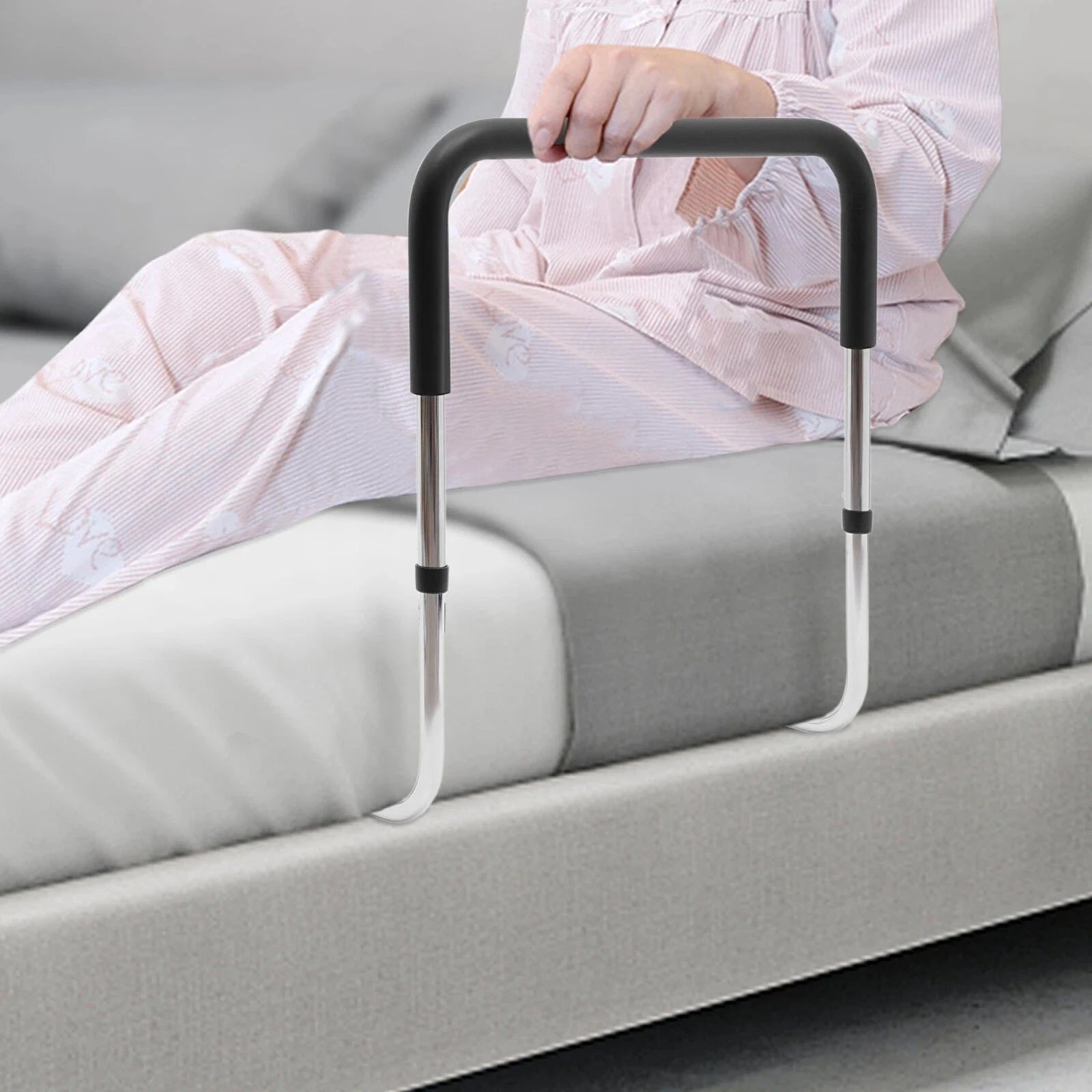 Adjustable Metal Bed Assist Rail for Seniors – Portable Bed Safety Support for Adults - Merchandise Plug