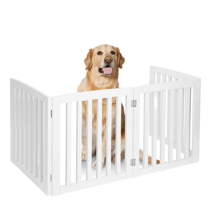 Premium Tall Retractable Wooden Indoor Dog Gate - Merchandise Plug