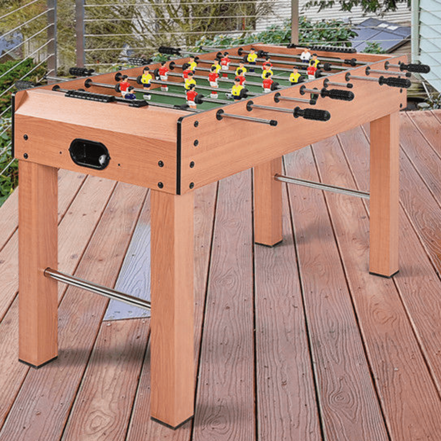 Kids Compact Wooden Indoor Mini Foosball Table Set - Merchandise Plug