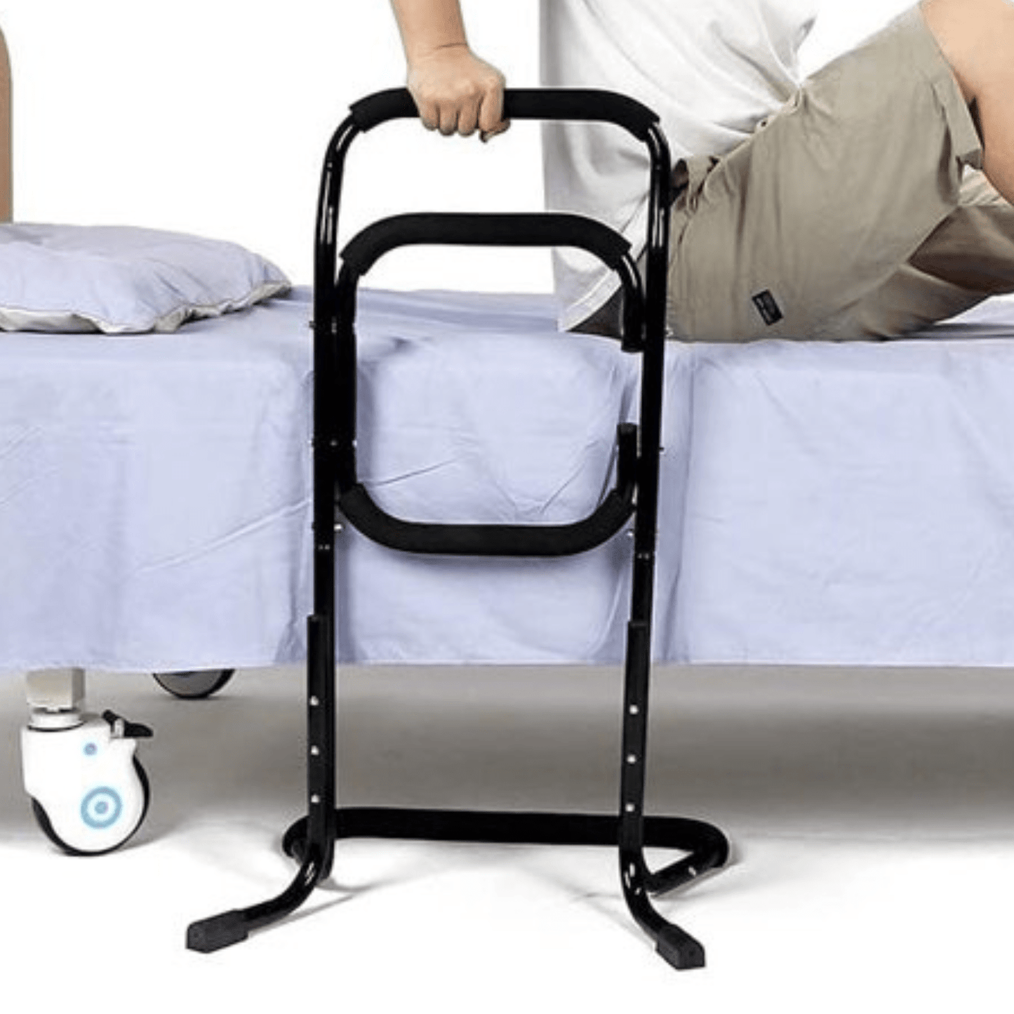 Heavy Duty Freestanding Senior Handicapped Metal Bed Guard Rail - Merchandise Plug