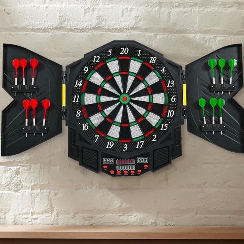 Exclusive Compact Electronic Game Room Dart Board Cabinet Set - Merchandise Plug