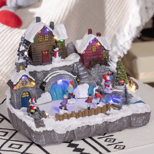 Jolly Holiday Pre Lit LED Christmas Vacation Village House Figurine - Merchandise Plug