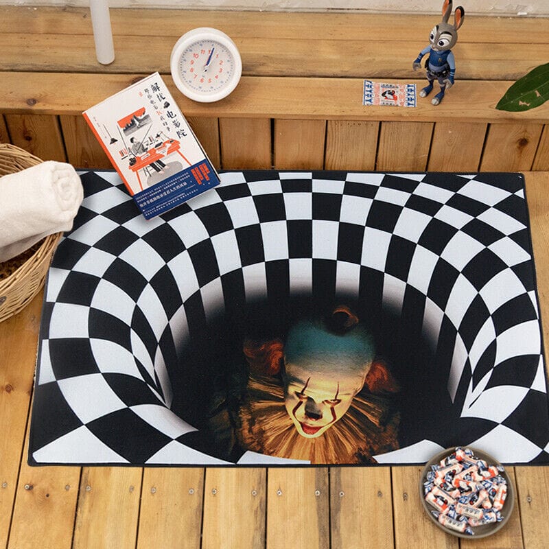 Halloween Spooky Clown Funny Prank Spiral Door Mat - Merchandise Plug