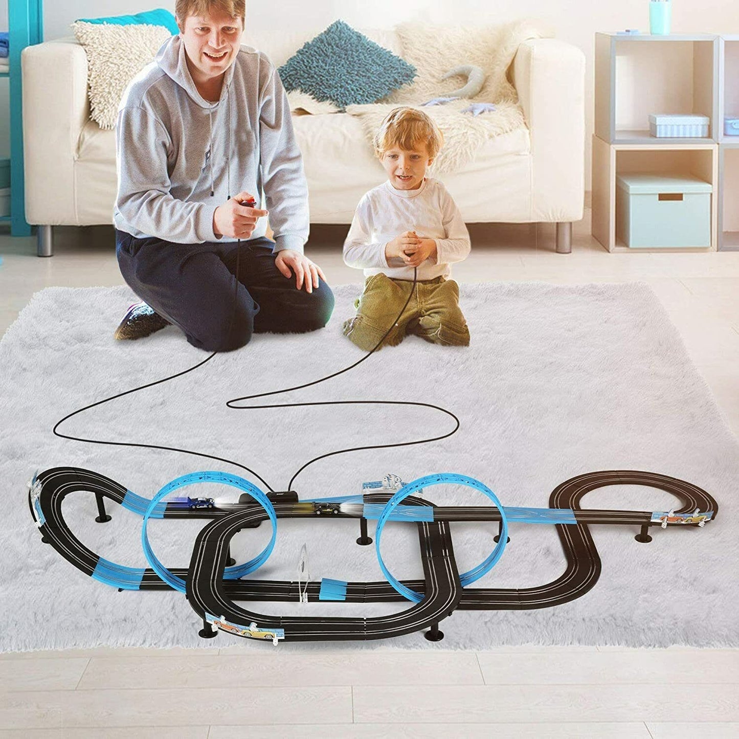 Kids Electric Speed Race Car Zoom Slot Track Toy Game Set - Merchandise Plug