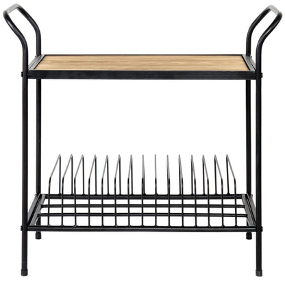 Freestanding Rustic Vinyl Record Player Turntable Storage Rack Stand - Merchandise Plug