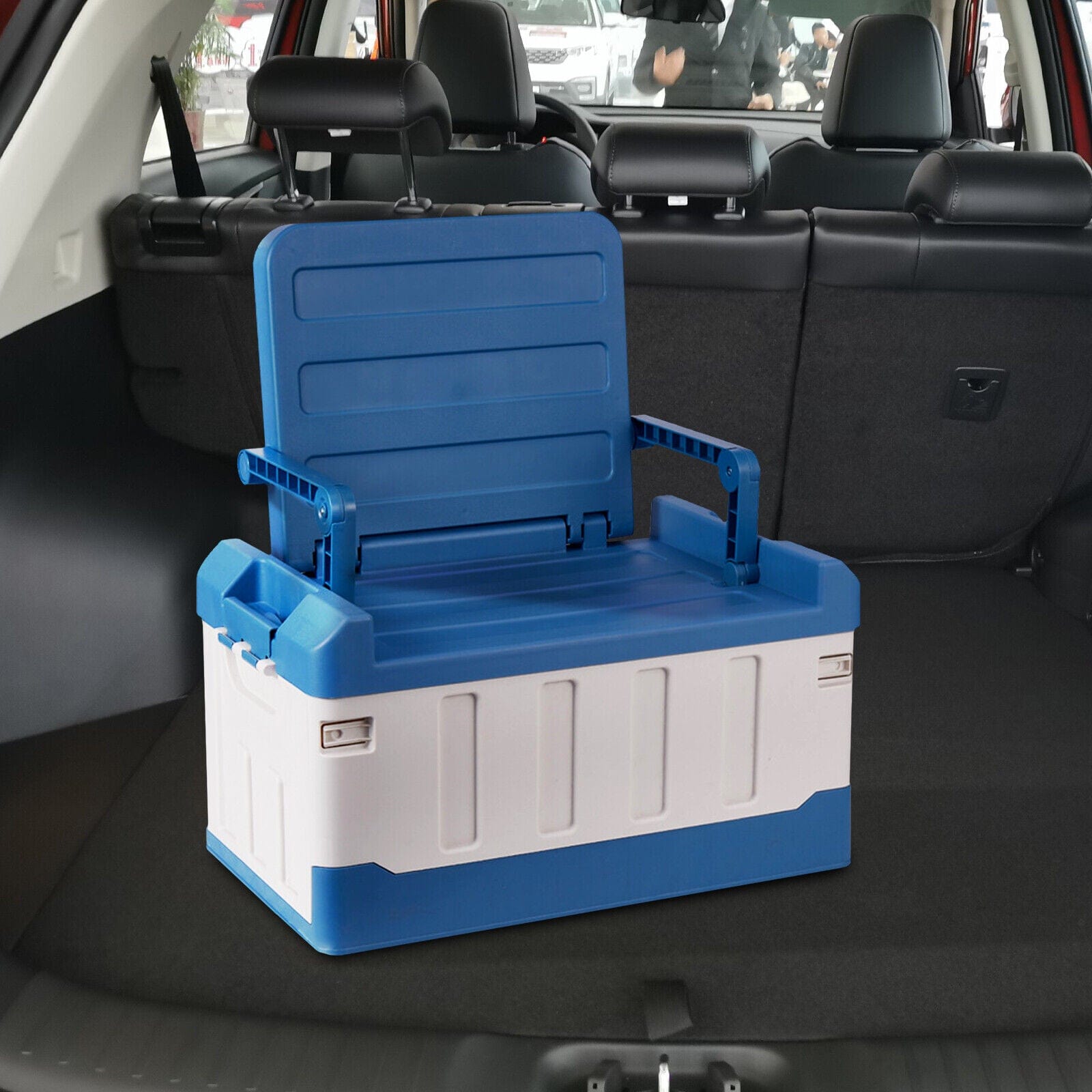 Spacious Indoor / Outdoor Collapsible Trunk Storage Bin Container With Seat - Merchandise Plug