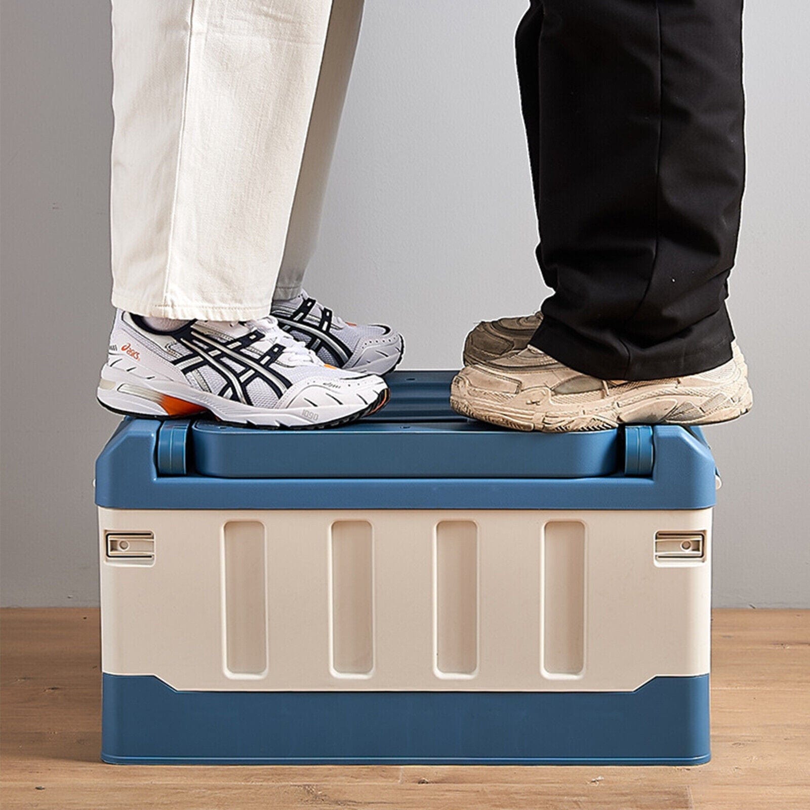 Spacious Indoor / Outdoor Collapsible Trunk Storage Bin Container With Seat - Merchandise Plug