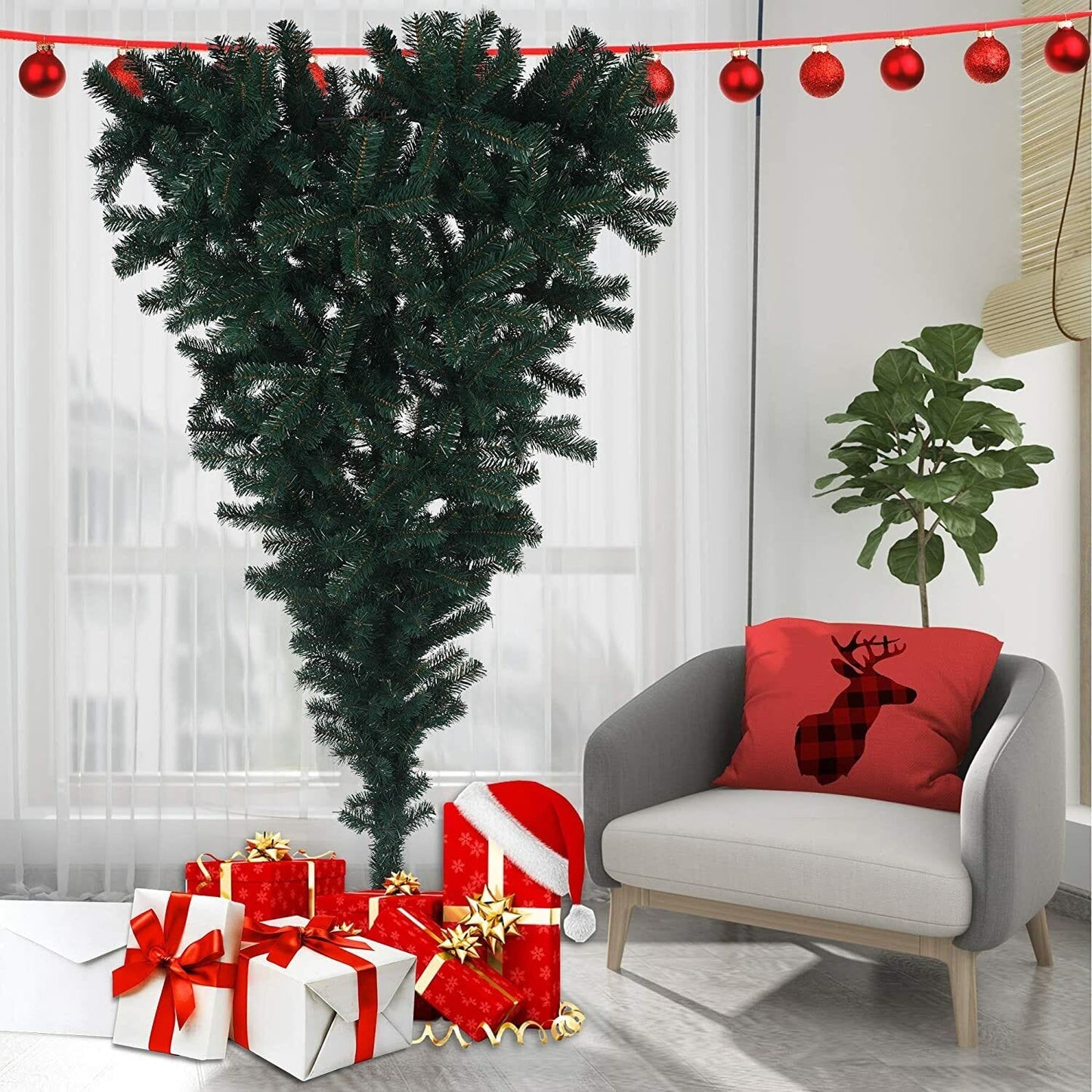 Holiday Upside Down Artificial Christmas Tree 5.5 FT - Merchandise Plug