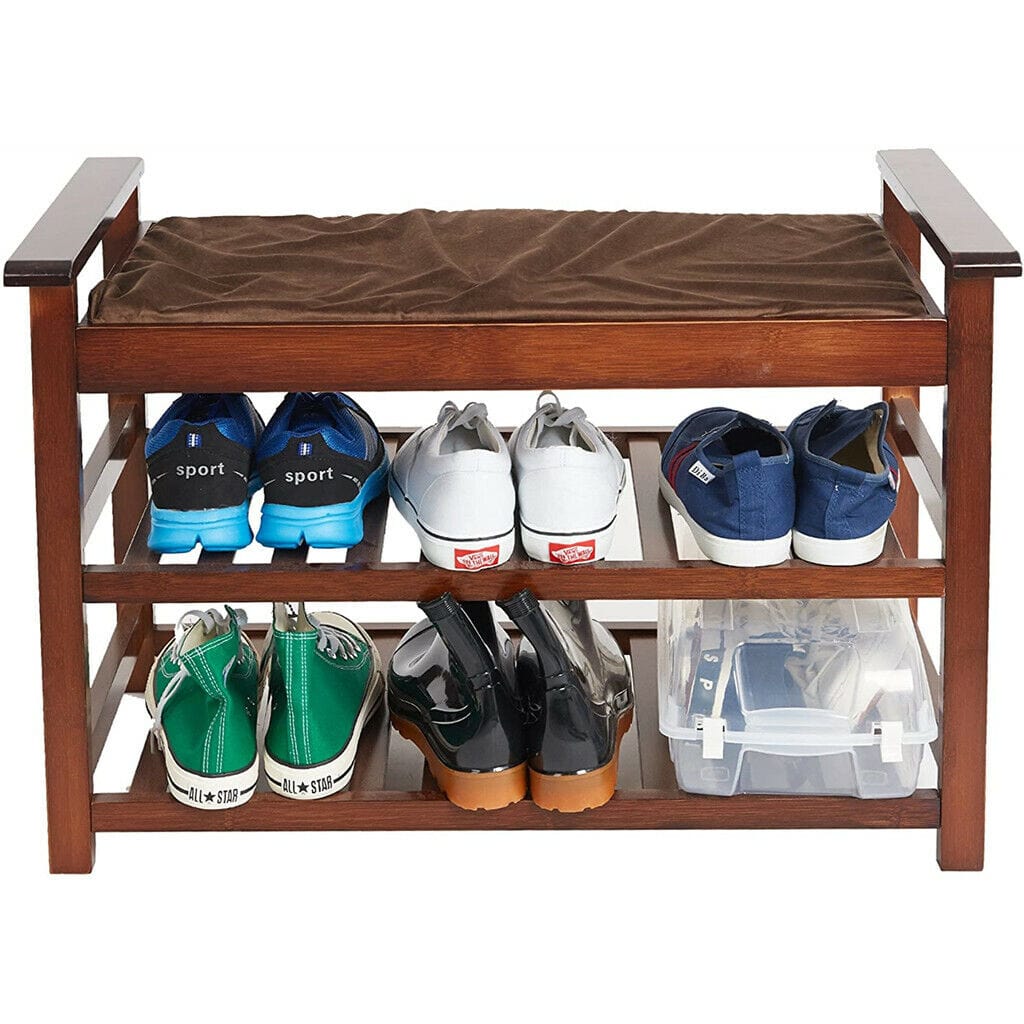 Large Capacity Cushioned Entryway Shoe Storage Rack Bench - Merchandise Plug